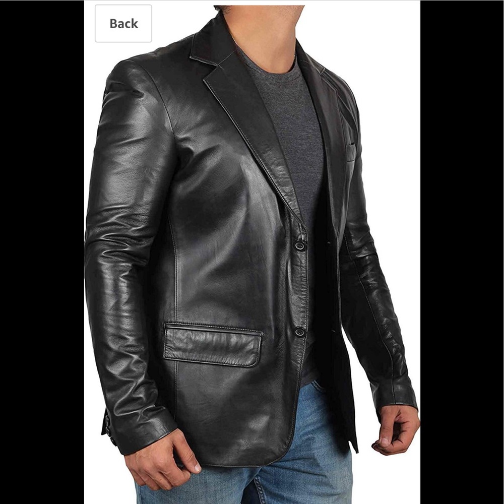 ⛄️ Real leather black man elegant jacket new - Picture 3 of 8